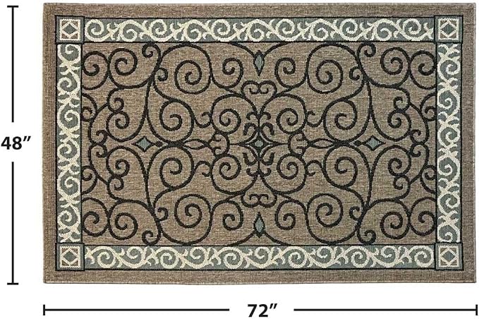 Pilgrim Home and Hearth 19674-1 - 4'x6' Area Rug - Area Rug with Non-Slip Backing, Ideal for Enteryway, Living Room, Bedroom, Kitchen, Bathroom, Laundry Room - Easy Clean, Durable, Low Pile Rug