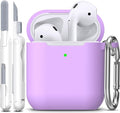 R-fun for AirPods 1/2 Case, Soft Silicone Protective Cover with Keychain and Cleaning Pen, Compatible with AirPods 2nd/1st Generation (2016/2019), Full Drop Protection Cover, Lavender