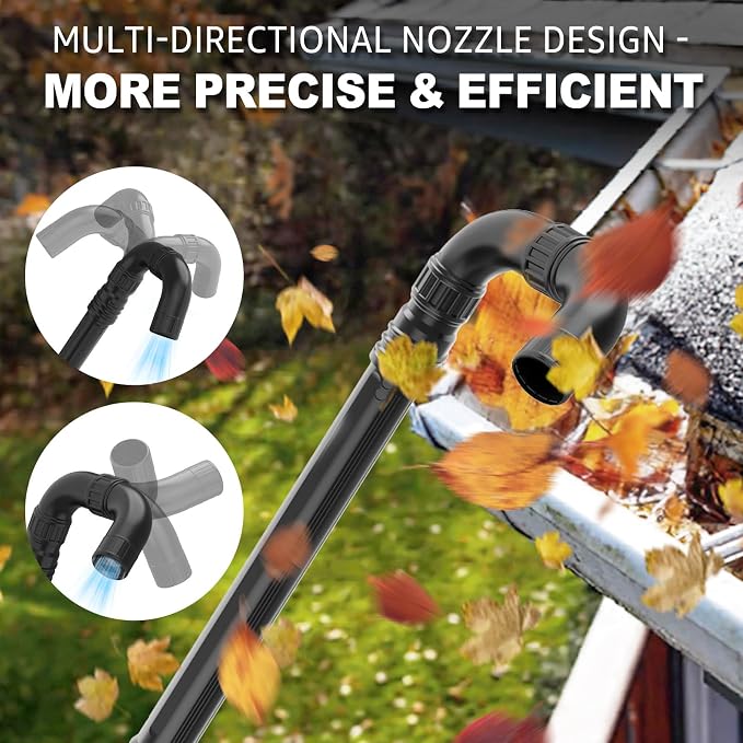 Sealegend 8.3FT Gutter Cleaning Attachment Compatible with EGO Leaf Blower | for Electric Blowers LB5302/LB6504/LB7654/LB8803-2/LB6151..., Swivel Tail-Wand for Easier Control, 360°Nozzle