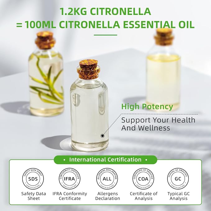 HIQILI Citronella Oil for Diffusers & Homemade Sprays | Large Volume Ideal for Outdoor & Indoor Use, A Professional Choice for DIY Sprays Soap & Candles - 500mL / 16 fl oz