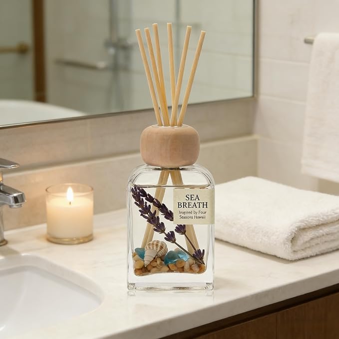 Sea Salt Reed Diffuser, 3.38 Fl Oz | Fresh Ocean Breeze Coastal Decor&Air Fresheners,Lasts for 12 Weeks for Home&Office;Gift-ready