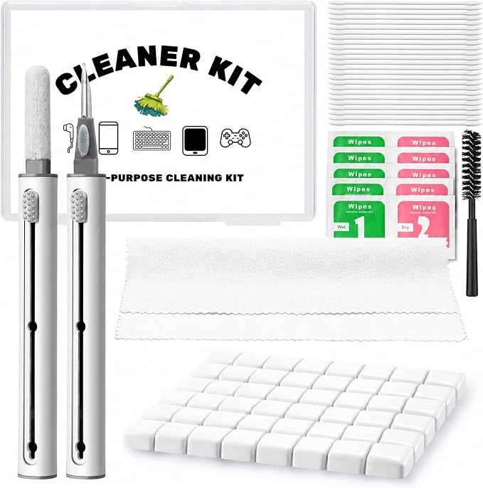 Upgraded for Airpod Cleaner Kit (81 PCS), Multi-Tool with Cleaning Pen, Putty & Swabs, Removes Earwax & Dust, Compatible with AirPods Pro 2 3, Earbud, Headphones, Phone & Charging Port, White
