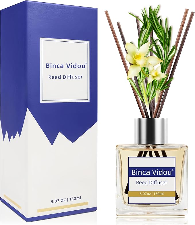 Reed Diffuser Set, Bergamot Vanilla Lavender and Jasmine Scented Oil Reed Diffusers for Bedroom Living Room Office, Giftable & Stress Relief 150 ml/5.07 oz