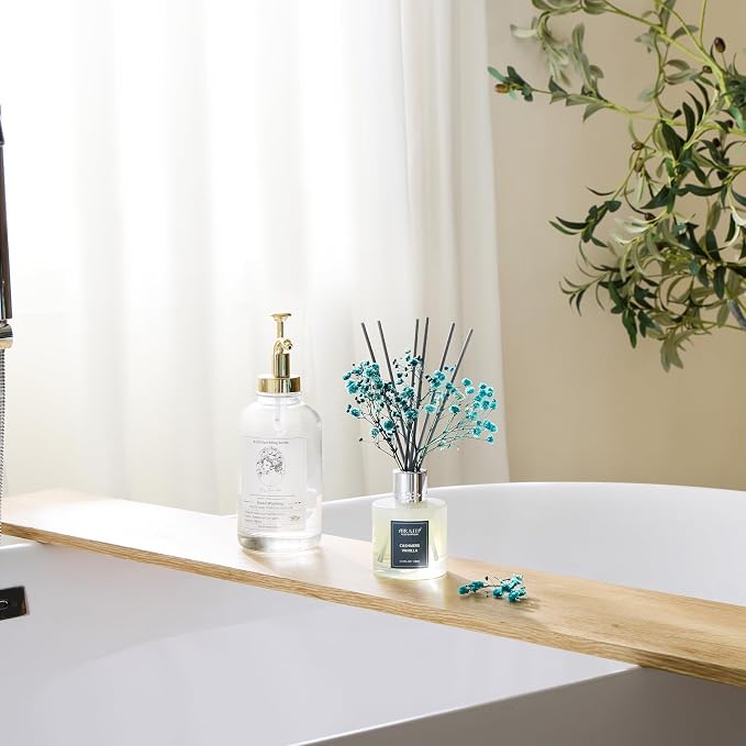 Reed Diffuser Set,3.38 fl oz (100 ml) - Cashmere Vanilla Oil Diffusers with 8 Reed Sticks, Home Fragrance Reed Diffuser for Bathroom Shelf Decor