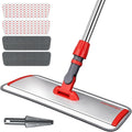 18” Professional Microfiber Mop for Floor Cleaning on Hardwood Floors | 4 Washable Mop Pads, Aluminum Alloy Flat Mop Head, Wet & Dry Use, 62" Long Handle, Pad Cleaning Scraper