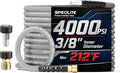 SPECILITE 25FT×3/8" Pressure Washer Hose for Hot & Cold Water Max 212℉, 4000 PSI High Durability Steel Braided Layer Power Washer Hoses with 2 M22-14mm QC Adapters, Heavy Duty and Kink Resistant
