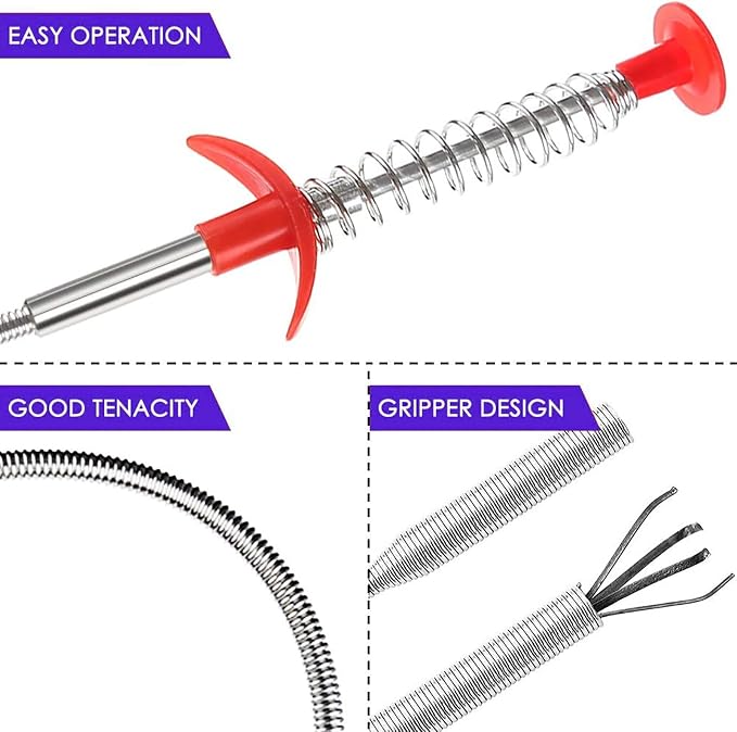 Drain Clog Remover Snake Tool for Hair and Debris, Unclog Toilet, Sink, Shower, Bathtub, Sewer
