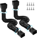 Gutterlix 2 Pack Flexible Gutter Downspout Extensions Extendable from 21" to 67", Downspout Extender Comes with Adapters, Thickened Down spout Drain Extension for Rainwater Drainage(Black)