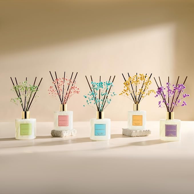 Reed Diffuser - Strawberry with Cream 6.7 fl oz Reed Diffuser with Sticks, Home Bedrrom Bathroom Shelf Decor