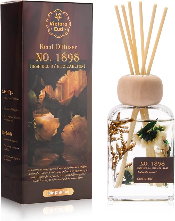 No. 1898 Hotel Collection Reed Diffuser, 3.38 Fl Oz | Inspired by Ritz Carlton;Long-lasting Fragrancefor Home, Bathroom or Office,Elegant Gift-ready Decor