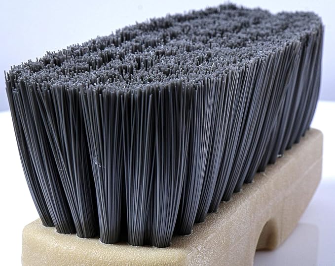 Guttermaster Grey Flow Through Essential Flagged-End Brush Head, 8-Inch | GM-214P-8 Oblong medium stiff bristle brush for floor, desk scrub, compatible with pole handle