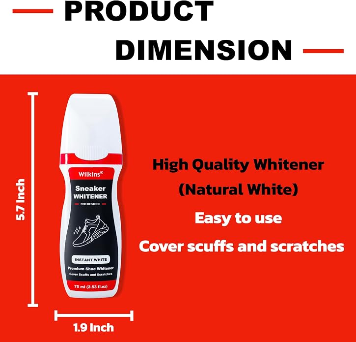 Wilkins Sneaker Whitener for Shoes - Restore Whiteness on Canvas, Leather, Foam and rubber (2.53 fl oz)