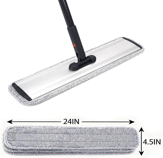 24 Inch Microfiber Mop Pads 6 Pack for Hardwood Tile Laminate Deep Clean | Absorption Reusable Flat Mop Pads for Floor Cleaning Fits 24-inch Mop Heads Washable and Durable Wet/Dry Home Cleaning