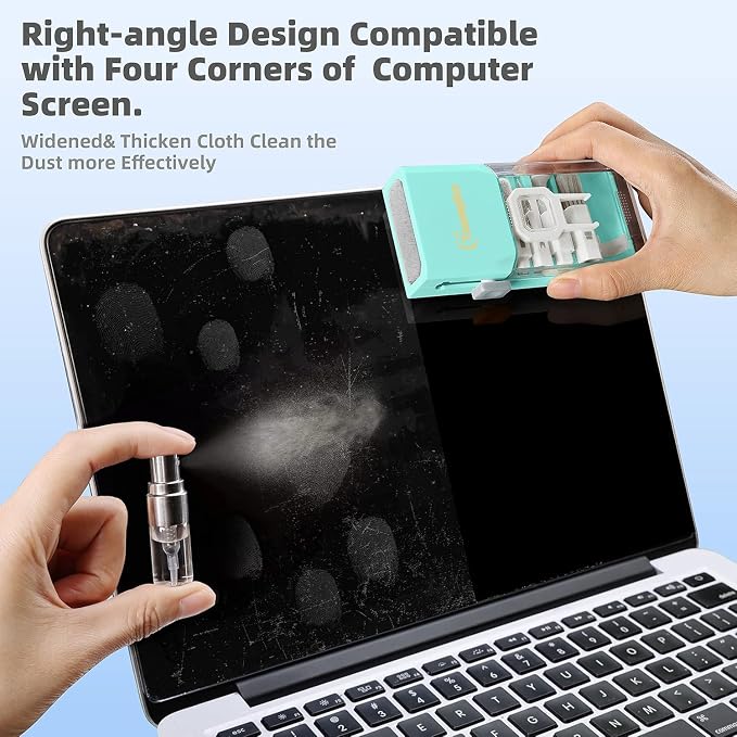 Keyboard Cleaner & Laptop Cleaning Kit for Computer Screen, TiffanyBlue | High-density Soft brush, Screen Cleaner Spray,2mm Thicken Large Microfiber Polishing Cloth,Metal Pen Tip,Flocking Sponge