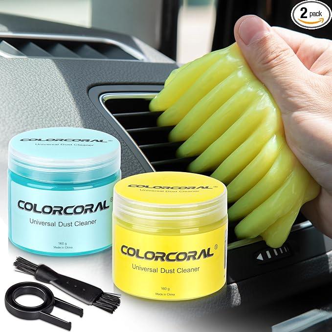 ColorCoral Keyboard Cleaning Gel Dust Cleaner Slime Car Clean Putty 2Pack | Car Cleaning Kit Dust Remover Universal Car Interior Keyboard Cleaning Kit Supplies Auto Detailing Tools Accessorie Men Women