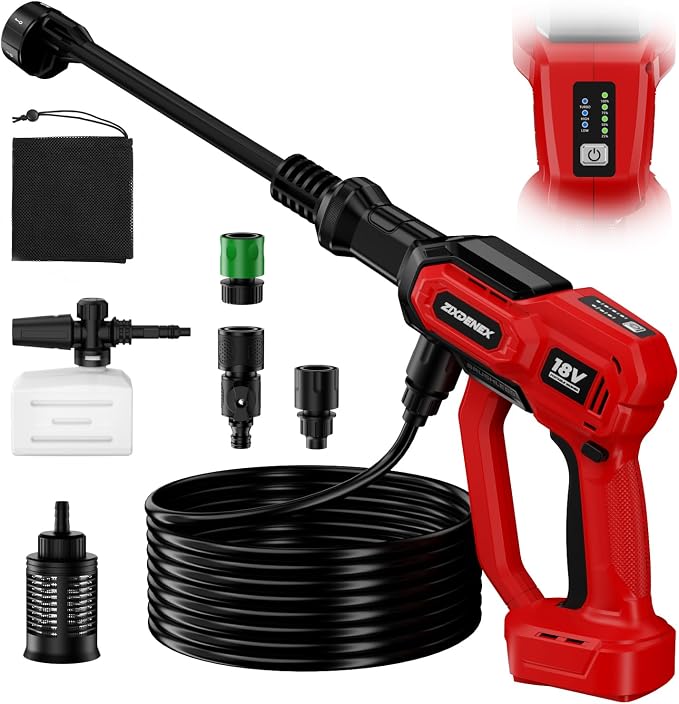 Cordless Portable Washer for Milwaukee 18V Battery, 1000 PSI Portable Handheld Washer with Brushless Motor, 6-in-1 Nozzle, 3 Level Adjustable for Car Yard Fence Wall Clean (Battery Not Included)