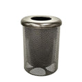 COATEDOUTDOORFURNITURE 32-Gallon Heavy-Duty Punched Steel Round Trash Receptacle, Commercial Outdoor Waste Bin with Liner & Black Flat Top Lid – Made in America (Textured Gold Vein)