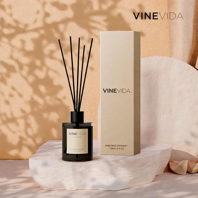 VINEVIDA | Jasmine | Reed Diffuser for Home & Bathroom | Long-Lasting Scent Sticks Set | Oil Stick Diffuser | Bathroom Scent