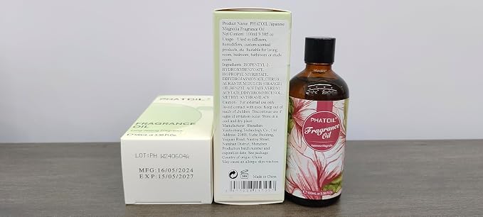 PHATOIL Japanese Magnolia Fragrance Oil for Diffuser Aromatherapy 3.38FL.OZ | Long Lasting Scented Oils For Humidifier, Air Freshener, DIY Soap Candle, Scent Project Making, Aroma Oil for Home Freshening