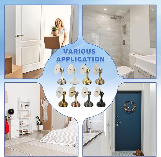 uxcell Magnetic Door Stopper, Stainless Steel Heavy Duty Door Holder, No Drilling Doors Knob Wall Protector with Self-AdhesiveTapes and Screws for Home Wall Floor Mounting, Red Bronze