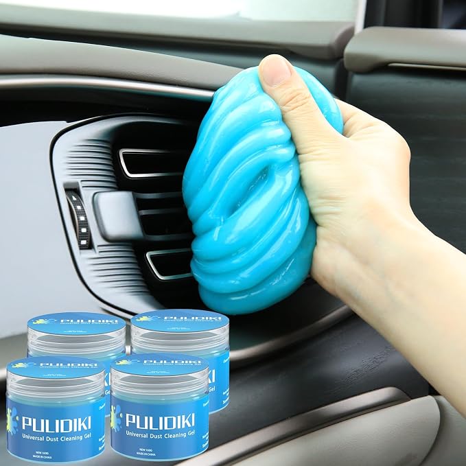 PULIDIKI Car Cleaning Gel Clean Putty, 4 Pack (160g Each) | Auto Detailing Tools Car Slime Cleaner Dust Cleaning Gel for Car Interior Cleaner Car Accessories Keyboard Cleaner Blue