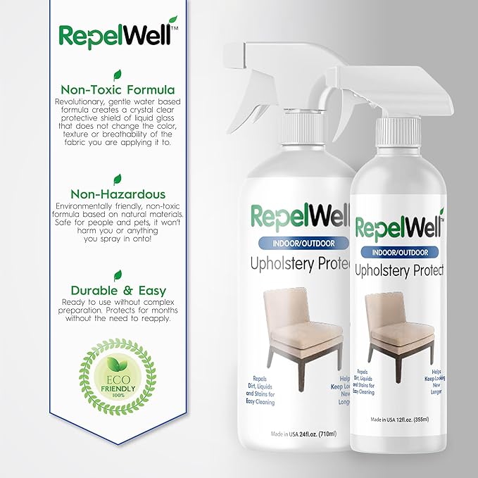 Upholstery Protect Stain & Water Repellent Spray (12oz) Eco-Friendly, Pet-Safe Spray Keeps Your Fabric, Leather & Suede Upholstery Looking Like New