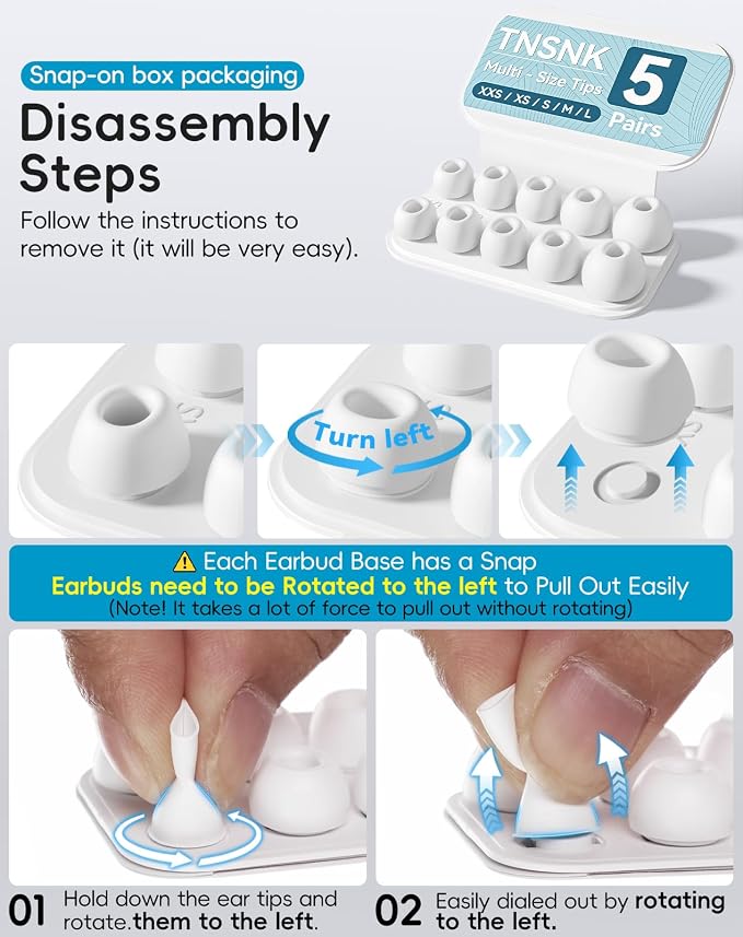 5 Pairs Replacement Ear Tips for AirPods Pro 3(White) | with Noise Reduction Hole,Built-in dust Guard Screen Silicone Ear Tips with Cleaning Pen - 5 Sizes(X-Small)