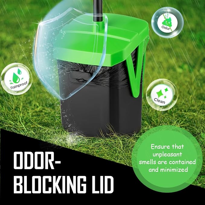 FUSBUNTY Pooper Scooper Swivel Bin & Rake with 100 Waste Bags, Dog Pooper Scooper with Bag Attachment for Large Medium Small Dogs, Poop Scooper with Lid for Lawn Yard Dog Kennel