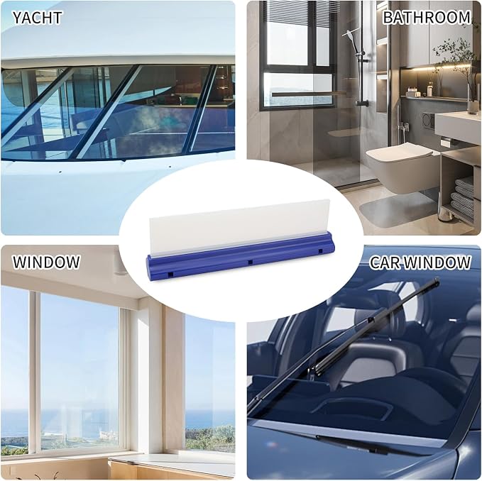 2 Pack 12inch car Squeegee,Silicone Squeegee,car Window Squeegee,Flexible T-Bar Water Blade for Car for Car Or Home Use,Washing,Wiping Glass, Mirror,Shower Doors,Blue