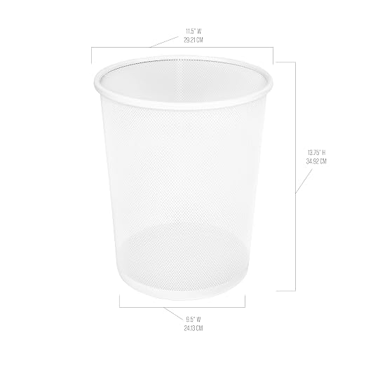 2-Pack 6-Gallon Round Steel Mesh Trash Can, Recycling Wastebasket, White | Versatile and ventilated bin measures 13.75" high with a 11.5" top diameter