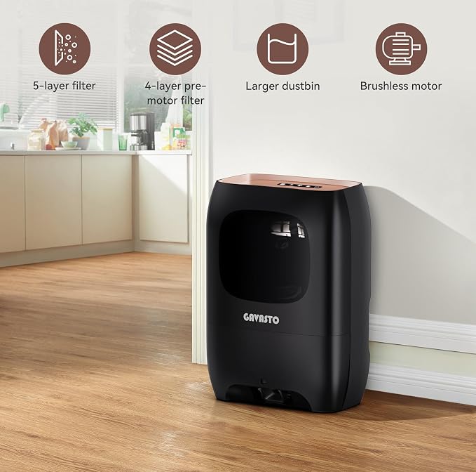 GAVASTO Pro Touchless Vacuum Automatic Dustpan - Ultra Fast & Powerful - Great for Sweeping Salon Pet Hair Food Dirt Kitchen, Canister Vacuum Cleaner Trash Can, Bagless, Auto Sensors, 1500 Watt-Black