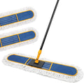 36" Commercial Dust Mop for Floor Cleaning, Heavy Duty Industrial Dry Dust Mop with 2 Mop Pads & 59" Long Handle, Professional Janitorial Cleaning Supplies for Home, Garage, Hotel, School, Gym