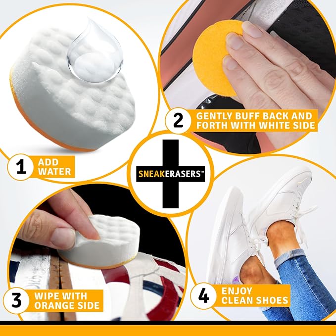 SneakERASERS Sole & Sneaker Cleaner, Premium Shoe Cleaner for Sneakers, Dual-Sided Sponges, Effective for Tennis Shoes & Women Men Sneakers, Gentle Rub Design Cleaner Kit, 20 Pack