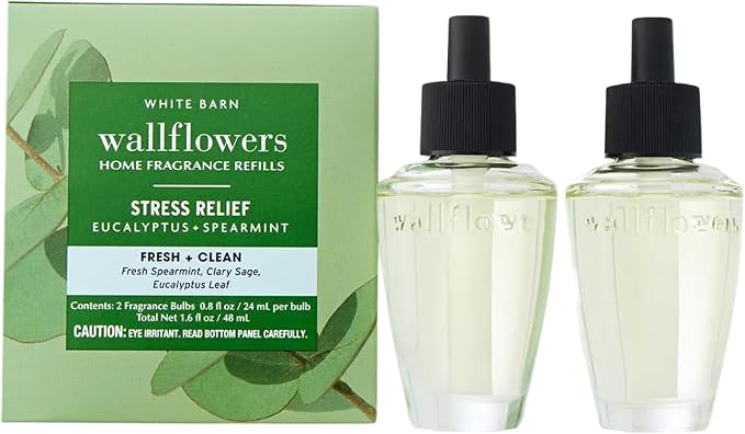 Bath & Body Works Wallflowers Refills, Eucalyptus Spearmint Scent, Plug-In Air Freshener Refills for Bedrooms, Bathrooms & Living Spaces, 2 Pack