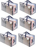 VENO 6 Pack Moving and Storage Bags, Heavy Duty, Alternative to Moving Boxes, Large Packing Totes Supplies for College Dorm Room with Zipper for Clothes, Wide Open Design (Clear, 6 Pack)