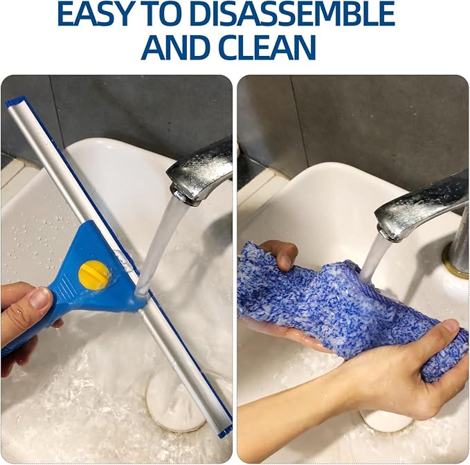 Professional Window Cleaning kit, 2-in-1 Window Squeegee with 78" Extension Poles, Suitable for Indoor & Outdoor Window, High Glass, High Windows, Multi-Purpose Car Windshield Cleaning