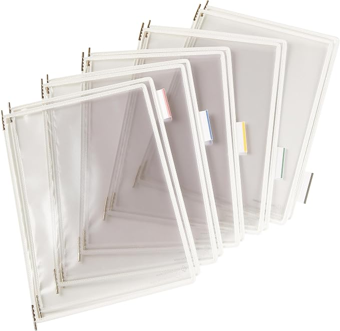 Tarifold Adjustable Floor Reference Display Stand, 10 Pockets, White | 10 double-sided pockets hold 20 letter-size sheets, adjustable floor stand, durable metal bracket, easy to assemble