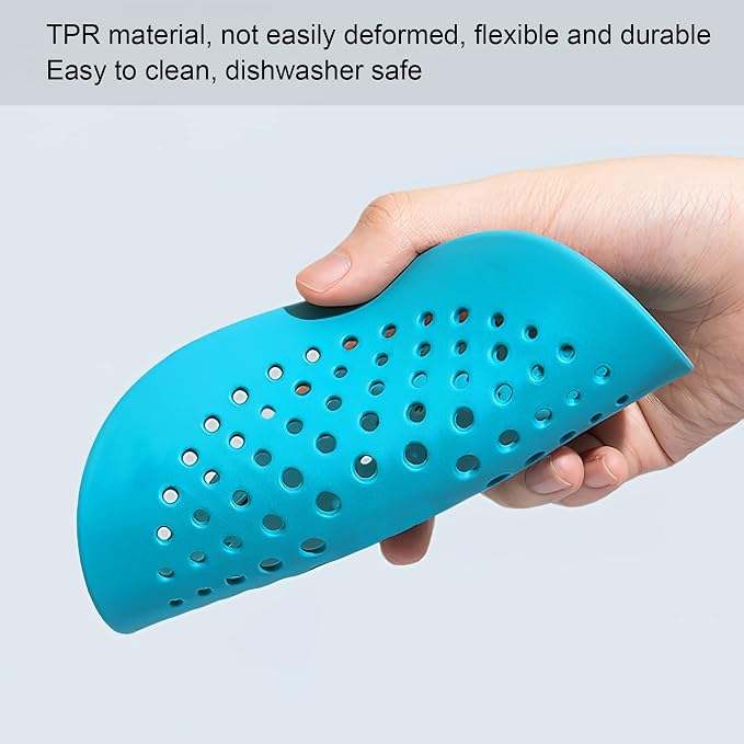 4 Pcs Shower Drain Hair Catcher Bathtub Stopper Home Drain Protectors Drain Cover with Sucker Water Trap Sink Cover for Bathroom Bathtub and Kitchen (Blue)