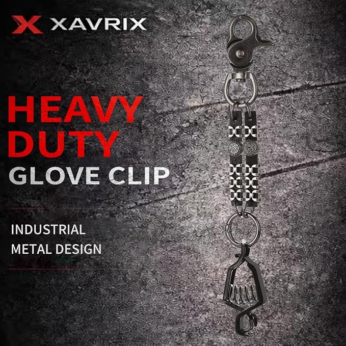 Heavy Duty Glove & Hat Clip with Carabiner, All-Metal Spring Clamp Work Glove Holder for Tool Belt, Harness, Backpack