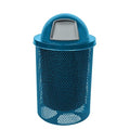 COATEDOUTDOORFURNITURE RDT-P-LBL Heavy Duty Round Trash Receptacle with Dome Top, Liner Included, 32 Gallon, Light Blue, Made in America