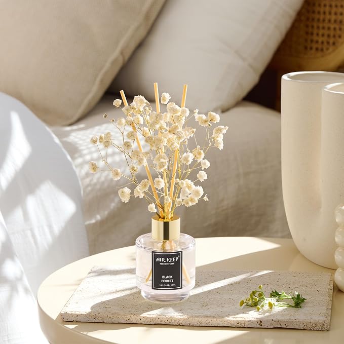 Reed Diffuser Set of 3, Black Forest Eucalyptus Moss Citrus Oil Reed Diffusers for Bedroom Living Room Office Aromatherapy Oil Reed Diffuser for Gift 50ml