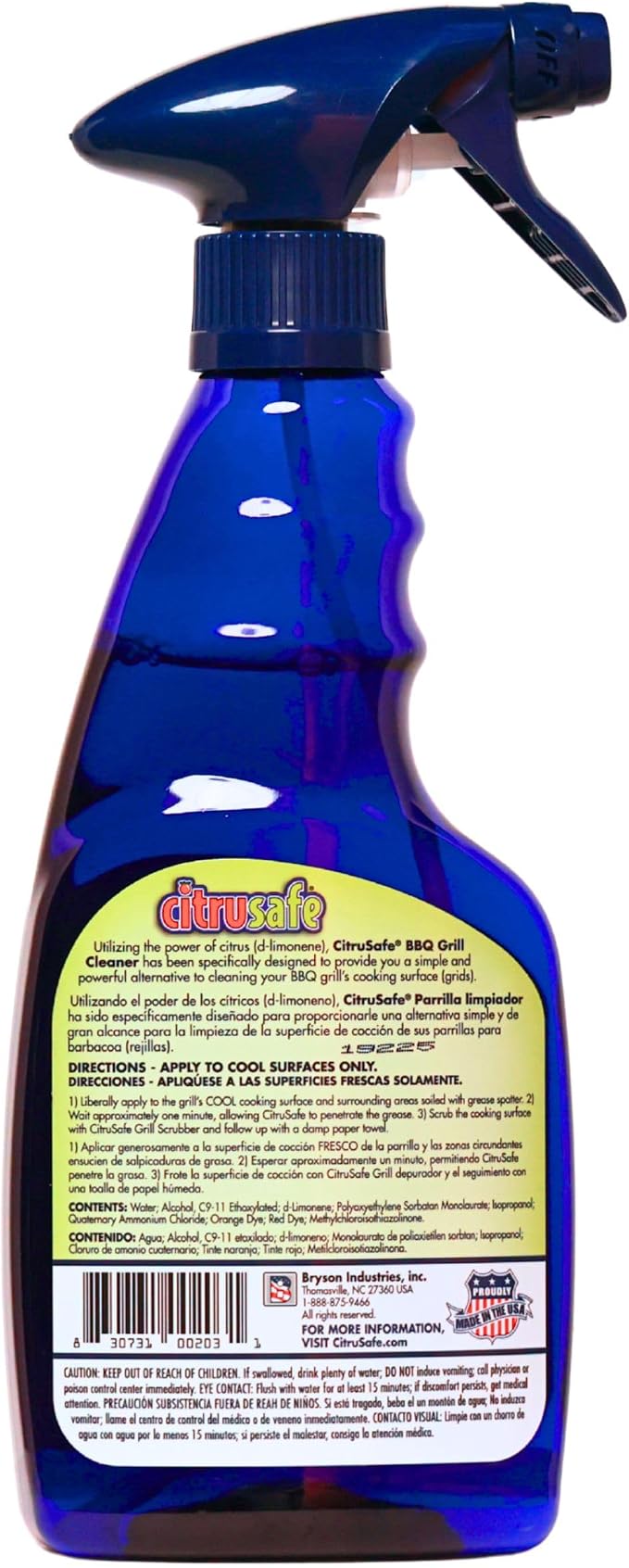 Citrusafe BBQ Grill Cleaner Spray for Outdoor Grill 16 OZ – Safe Heavy Duty Cleaner for Burnt Food & Grease – Degreases & Cleans Grates, Racks, Pellet, Ovens, Flat Top Grills, and Electric Smokers