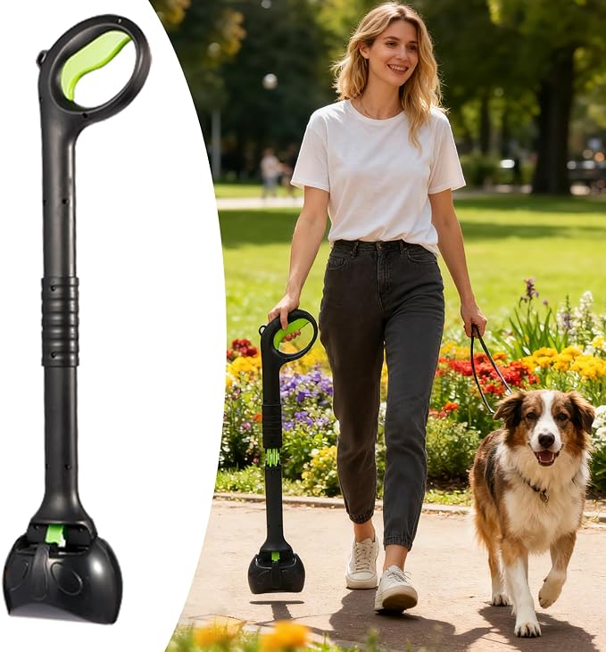 Heavy Duty Dog Poop Scooper, Lightweight & Easy to Use, with Long Handle | Sturdy & Durable, Easy Single-Hand Operation, No More Bending, High-Strength Material, Suitable for Grass and Gravel Pick Up