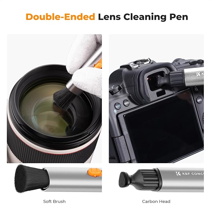 K&F CONCEPT Multifunctional Lens Cleaning Kit for Bluetooth Earphones | Cleaning Pen,Cleaning Stripper X3,Flocking Sponge X3,Soft Brush Head,Chamois Carbon Head,Aluminum Alloy Pen Body,MP02
