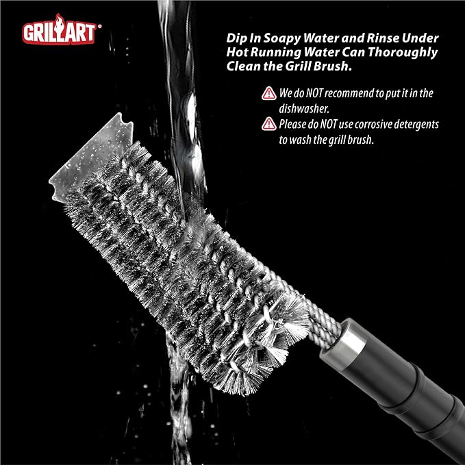 GRILLART Grill Brush and Scraper,18 Inch BBQ Grill Cleaning Brush Kit, Wire Scrubber, Universal Fit BBQ Cleaner Accessories for Grill/Smoker/Gas/Charcoal Grill Cleaning-Grill Gifts for Men/Dad
