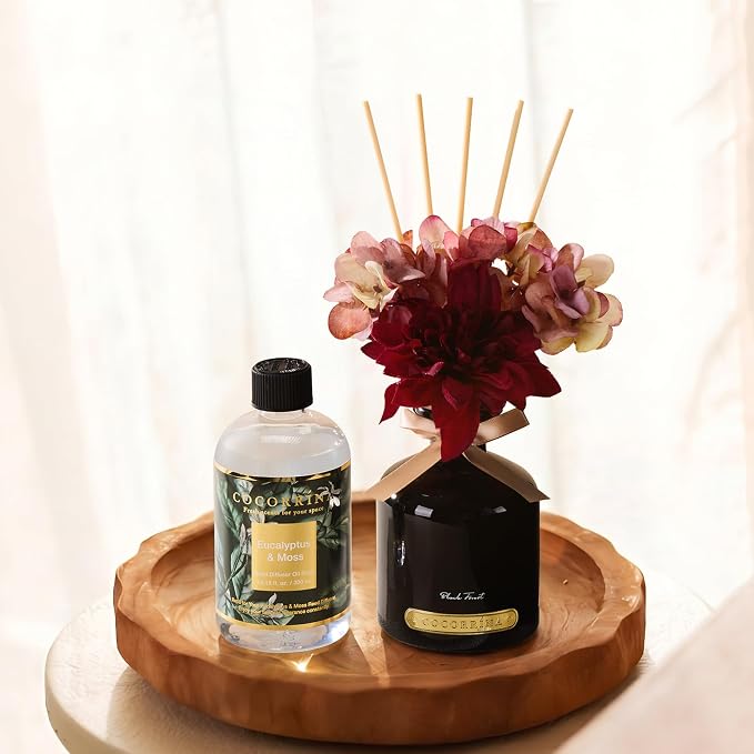 Reed Diffuser Refill Eucalyptus & Moss 10.14oz (300ml) with 8 Sticks - Premium Long-Lasting Floral Essential Oil, Home Fragrance for Bedroom, Bathroom Home Decor