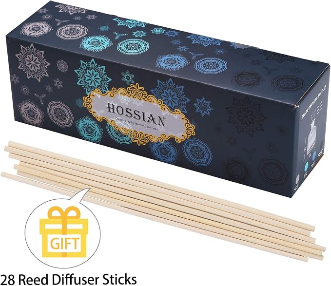 HOSSIAN 150ml/50oz 4PCS Reed Diffuser Bottles,Fragrance Diffuser Empty Bottle with 28pcs Reed Sticks for Home Fragrance Accessories and Women Gift Room,Home,Bathroom Decor (4 Color)