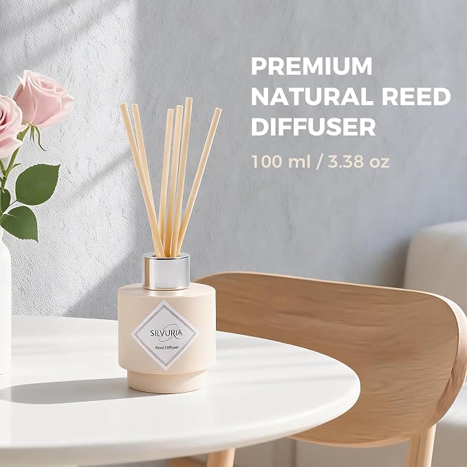 Eucalyptus & Mint Essential Reed Diffuser Set,100ml(3.38fl.oz) | Scented Oil,Room Diffuser with 6 Sticks for Living Room,Office,Bedroom