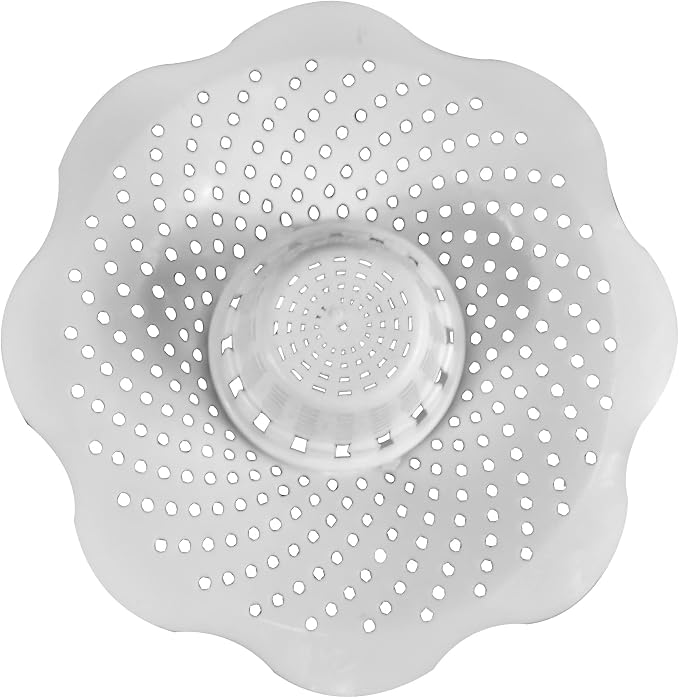 Danco Bathtub Drain Hair Catcher with in-Drain Basket and Strainer Pegs, fits 1.8″ Tub Drains, Protects Drains from Clogs, White, (10306)