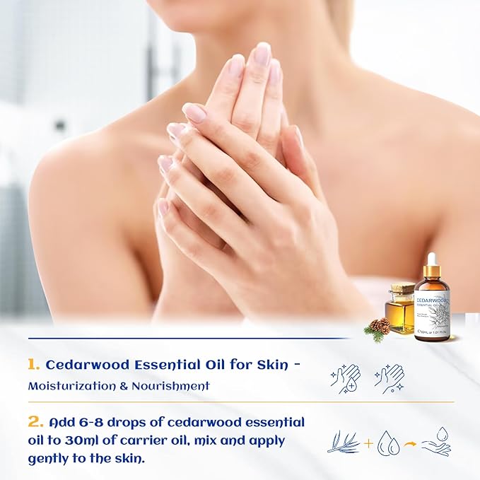 HIQILI Cedarwood Essential Oil for Hair, Skin & Diffuser | Ideal for daily aromatherapy use – 30mL / 1.01 fl.oz